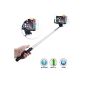 URPOWER® Expandable cable operating 3.5mm Wired remote Selfie Stick Monopod [No Bluetooth sychronisation and no charge] for iphone 6 6 plus 5S 5C 5 4 4S Samsung Galaxy S2 S4 Note 2 Note 3 (not compatible with Galaxy S3 S5) fits all Smartphones with wide 5,6cm to 8,5cm (Black) (Wireless Phone Accessory)