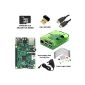 Starter Kit SB Raspberry Pi Model B 2 1GB RAM QUAD CORE Traffic Light + WiFi Adapter (B Raspberry Pi More + WiFi Dongle + green + 8GB SD Card Case + Power + Transparent HDMI cable)