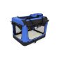 amzdeal® foldable dog kennel dog cat kennel dog box Reisebox Dogs Cats Box Katzenbox Dog Kennel with side entrances and blackout blinds size (60cm x 42cm x 42cm) Blue (Misc.)