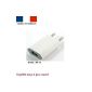 USB to AC charger adapter 1A white mobile phone (Electronics)