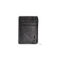 Black leather folding wallet compartments, protects credit cards, debit RFID blocking wallet signals (Electronics)