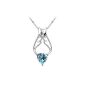 The Premium® Angel Wing Crystal Heart Pendant MADE WITH SWAROVSKI ELEMENTS aquamarine blue (Jewelry)