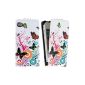 Chic leather case for Apple iPhone 4 / 4S with magnetic closure practice.  Several flowers pattern looks signed kwmobile available (Wireless Phone Accessory)