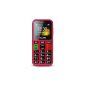 Telme C150 Großtastenhandy (emergency call function, Bluetooth 3.0, HSP, FM Radio) Red (Electronics)