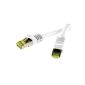 Films BIGtec 0.25m CAT.7 Ethernet LAN Gigabit network cable patch cable Patch cable yellow plug / white and geflechtgeschirmt halogen free PIMF (RJ45, Cat 7, SFTP Double Shielded, Screened Foiled Twisted Pair, 1000 Mbit / s, LS0H) 2 x RJ45 connectors ideal for switch, DSL connections, patch panels, patch panel, router, modem, Access Point and other devices with RJ45 connection, cable CAT CAT cable CAT7 CAT 7, shielded patch cable SF / UTP (Electronics)