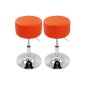 WOLTU BH14or-2 Design stool with handle, set of 2, infinitely variable height adjustment, chrome-plated steel, non-slip rubber, easy-care artificial leather, well padded seat orange,