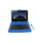 Blue imitation leather case + integrated QWERTY keyboard (French) + shelves for holding port Wortmann AG TERRA MOBILE PAD 1001 and Onda V975M 9.7 
