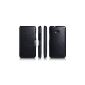 Luxury Leather Case for HTC One M7 / model: Business / side hinged / ultraslim / genuine leather / Folder Case / Black (Electronics)