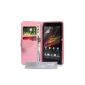 Sony Xperia Z Case Case Pink PU Leather Wallet Case (Accessory)