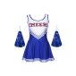 Skirt Costume Dress Costume Cheerleaders with Pom Pom Girl Sport Blue M (34-36) (Toy)