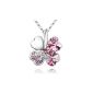 Four Leaf Clover Necklace Lucky - Crystal - Red - 45 cm (Jewelry)