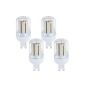 IDACA 4-Pack G9 energy saving lamp LED light 220V 6W 3014SMD 78 x 360 ° beam lamp lighting warm white