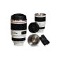 Venkons - Flask Thermo Mug in digital camera / telephoto lens design - coffee, tea, cocoa, milk, water, etc. - 350ml, white (household goods)
