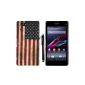 Hunye Cover Hard Plastic Case for Sony Xperia Z1 Compact Case United States of America Flag Protective Case with Stylus (Electronics)