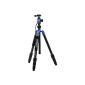 . Rollei C5i aluminum tripod incl Panorama ball head, quick release plate and tripod bag, conversion to monopod possible - Blue (Accessories)