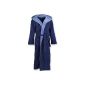 Celinatex 4384 Women Men bathrobe soft hooded robe coral fleece, fluffy and pleasant, Texas 2 color, size S, dark blue with medium blue (household goods)