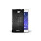 Hull Stuff4 / Case for Sony Xperia M2 / Grey Design / Carbon Fiber Pattern Collection (Wireless Phone Accessory)
