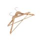 Real wood hangers wooden hangers Set 50 pieces, width:. 46 cm Wardrobe hangers including rotatable metal hook and pants rod (household goods)