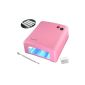 Proxima Direct® 36 Watt Nail Gel UV Lamp Light Pink Gel Nail Dryer 120 second timer plus 4 x 9W bulbs and cuticle pusher