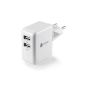 [Double USB Charger] iClever® 15W (5V 2.1A & 5V 1A) Double Charger USB Power Wall Charger Socket USB Adapter industry sector USB Portable Charger Compatible with iPhone, iPad, iPod, Smartphones, Tablets 5V (Electronics)