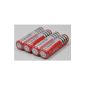 Ultrafire Set of 4 rechargeable Li-ion 18650 for LED flashlight Red 3000 mAh 3.7V