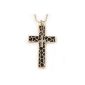 Large, stylish double cross, pendants with long queues chain, gold-plated (jewelry)