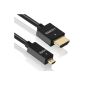 deleyCON 0.5m Micro HDMI High Speed ​​with Ethernet cable SLIM (Neuster Standard) 3D 4K ULTRA HD super flexible (Electronics)