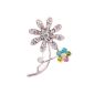 Yazilind Silver Plate Hollow Carve Flower bright colored Crystal Brooches and Pins for (Jewelry)