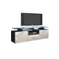 TV base cabinet Almada Matte Black / White high gloss lacquered