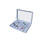 Yudu jewelery tray showcase sorting box with glass lid 36 subjects white (household goods)