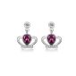 Margaret Jewelry crown shaped buckle Stud earrings set with Violet Austria Crystal Stones (Jewelry)