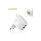 Dual USB Charger Avantree Sector (2 USB outputs) 2.1A, 1 output for iPad / iPad2 / iPad3 / Galaxy tabette ..., an output for iPhone, iTouch and iPod, Samsung Galaxy Note / II, Samsung Galaxy S3 / S2 .. (Accessory)
