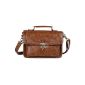 Ecosusi ladies handbag women Designer Vintage Leather Satchel Shoulder Bag Handbag briefcase brown