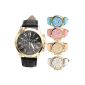 JSDDE Watches, Elegant Ladies Candy Roman numerals Chronograph wristwatch Faux Leather Band Analog Qaurzuhr (Black) (clock)
