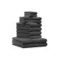 10 pcs.  Towel Set Premium, Colour: anthracite-gray, 100% cotton, 2 bath towels, 4 towels, 2 guest towels, 2 wash gloves (household goods)