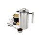 Andrew James - Double-walled stainless steel French Press Coffee Maker 350ml + scoops with locking clip - High-quality 304 stainless steel - Including Beautiful gift