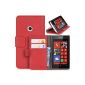 Donzo Wallet Structure Case for Nokia Lumia 520 with credit card slots and Stand Function Red (Accessories)