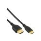 HDMI Mini Cable A superslim at C - High Speed ​​HDMI Cable with Ethernet - Black / Gold - 0.5m (accessory)