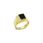 Isady - Dario - man Signet Ring - Gold Plated Yellow 585/1000 - zirconium oxide and black enamel - 60 T (Jewelry)
