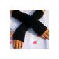 Huayang Women stretch knitted mittens Fingerless gloves (Black)