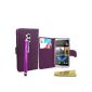 Accessory Case Cover Purple Master-pu leather with stylus pen for HTC One Max - Book Style (Electronics)
