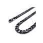 Konov jewelry men's chain, Stainless Steel Curb Chain Necklace, Black - Width 5mm - Length 48cm (jewelry)