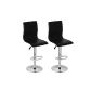 Set of 2 stools design black steel bar & Flow imitation leather Height adjustable footrest