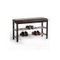 Bench with shoe rack SANA, brown with 2 shelves