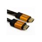 Tech'Import - HDMI 1.4 cable - 1.5m - Full HD 1080p 3D Ethernet - Triple shielding - 24K gold plated connectors - braided nylon cord (Electronics)