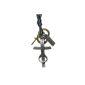 ManoaShark® men's leather necklace Quentin Leather necklace leather chain surfer necklace with cross pendant made of cotton Black (jewelry)
