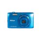 Nikon Coolpix S3600 digital camera (20 megapixel, 8x opt. Wide-angle zoom, 6.9 cm (2.7 inch) TFT LCD screen, image stabilization, Dynamic Fine-Zoom, HD) blue (Electronics)