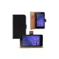 iProtect Sony Xperia Style, Xperia T3 leatherette bag in BookStyle black sleeve (Electronics)