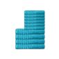 Cotton terry towel set 10 pcs 6 guest towels 30x50 4 towels 50x100 Pisa 570 g / m² turquoise