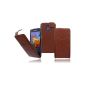 Burkley Premium Vegetal Real Leather Flip Case Pouch for Samsung Galaxy S5 G800 Mini custom Cover Wallet Flip Top Cover with a debit / credit card slots and a fixed magnetic closure - High-quality cow leather vegetable tanned in tobacco brown / tabba (Electronics)